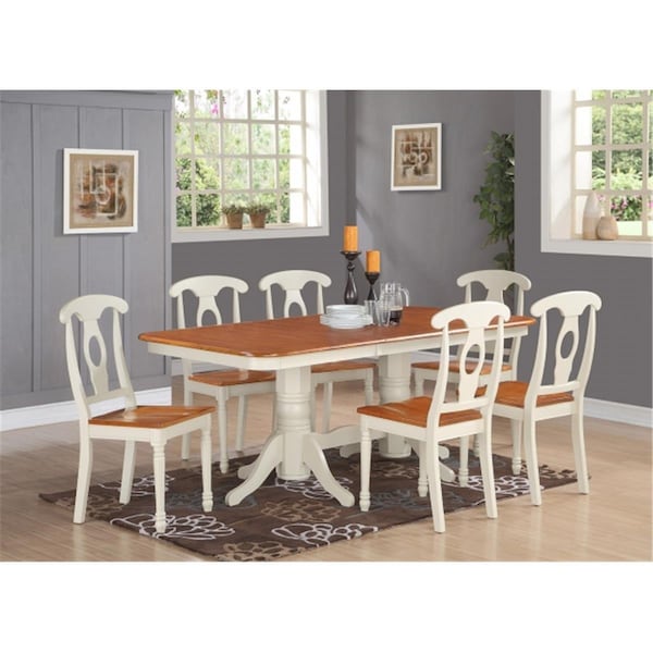 East West Furniture 7 Piece Dining Room Set For 6-Dining Table With A Leaf and 6 Dining Chairs NAKE7-WHI-W - main